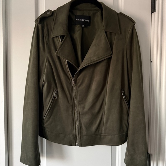 Who What Wear Jackets & Blazers - Olive Green Faux Leather Jacket